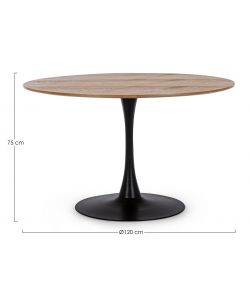 Bizzotto Tavolo Rotondo Bloom Top Veneer Nero e Noce - Design Elegante