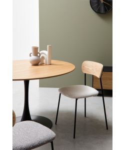 Bizzotto Tavolo Rotondo Bloom Top Veneer Nero e Noce - Design Elegante
