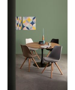 Bizzotto Tavolo Rotondo Bloom Top Veneer Nero e Noce - Design Elegante