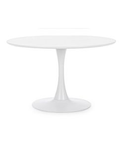 BIZZOTTO SALON Tavolo da pranzo rotondo 120 cm bianco MDF e acciaio