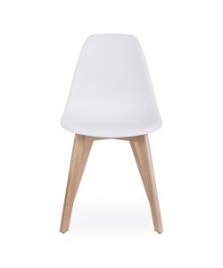 Sedia System bianca con gambe in legno di faggio da interno
