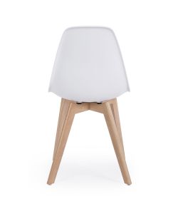 Sedia System bianca con gambe in legno di faggio da interno
