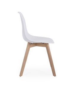 Sedia System bianca con gambe in legno di faggio da interno