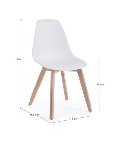 Sedia System bianca con gambe in legno di faggio da interno