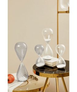 Bizzotto Clessidra Kronos H29 cm Trasparente-Bianco in Vetro