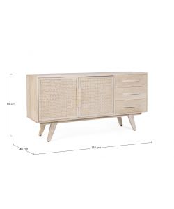 Bizzotto Credenza Sahana in Legno - 2 Ante e 3 Cassetti - 155x40x80 cm
