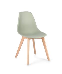 Sedia System da interno verde con gambe in legno di faggio