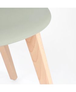 Sedia System da interno verde con gambe in legno di faggio