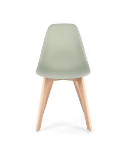 Sedia System da interno verde con gambe in legno di faggio