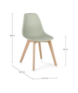Sedia System da interno verde con gambe in legno di faggio