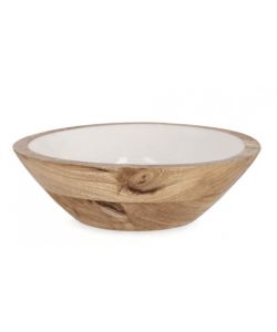 Bizzotto Ciotola decorativa alta bianca in legno di mango 18 cm