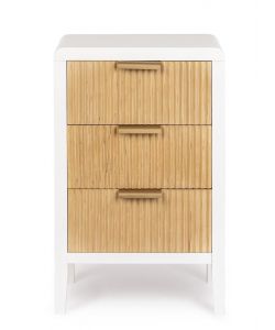 Bizzotto Comodino Charley 3 Cassetti Bianco e Naturale - 40x30xH62 cm