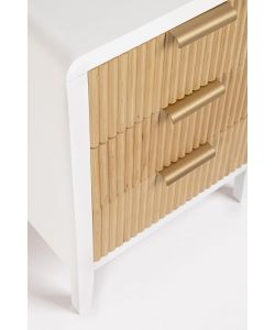 Bizzotto Comodino Charley 3 Cassetti Bianco e Naturale - 40x30xH62 cm