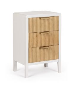 Bizzotto Comodino Charley 3 Cassetti Bianco e Naturale - 40x30xH62 cm