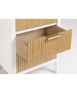Bizzotto Comodino Charley 3 Cassetti Bianco e Naturale - 40x30xH62 cm
