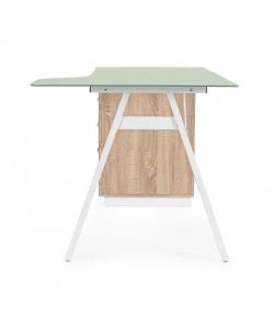 Bizzotto Scrivania Charlie Angolare 150x80 cm Vetro Temperato e Acciaio