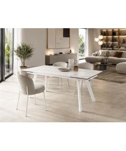 Bizzotto Tavolo Estensibile Jarkko Effetto Marmo Bianco 160-240x90 cm
