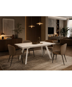 Bizzotto Tavolo Estensibile Jarkko Effetto Marmo Bianco 160-240x90 cm