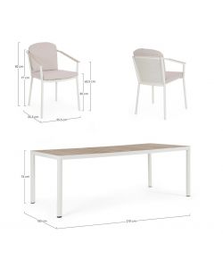 Bizzotto Set Tavolo Ulises 210x100 cm + 8 Sedie Effetto Legno per Esterni