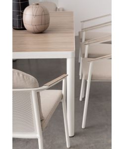 Bizzotto Set Tavolo Ulises 210x100 cm + 8 Sedie Effetto Legno per Esterni