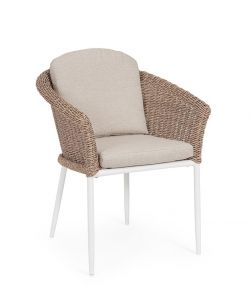 Bizzotto Sedia Oceana Vapor Impilabile con Cuscini Beige 63x63x84,5 cm