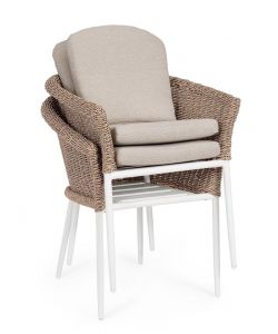 Bizzotto Sedia Oceana Vapor Impilabile con Cuscini Beige 63x63x84,5 cm
