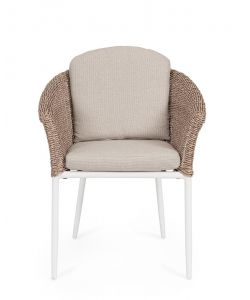 Bizzotto Sedia Oceana Vapor Impilabile con Cuscini Beige 63x63x84,5 cm