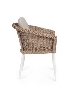 Bizzotto Sedia Oceana Vapor Impilabile con Cuscini Beige 63x63x84,5 cm