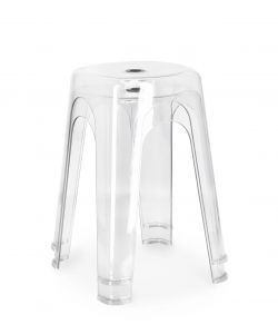 Bizzotto Sgabello Sonny Bianco Trasparente Impilabile H46,5 Cm