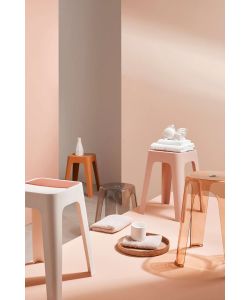 Bizzotto Sgabello Sonny Grigio Trasparente Impilabile H46,5 Cm