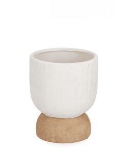 Vaso Decorativo Hector Ceramica Beige 14x17 cm per Soggiorno e Ufficio