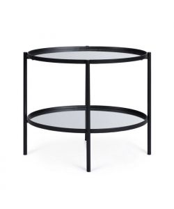 Bizzotto Tavolino Ovale Jens Nero con Piani a Specchio 64x44xH55,5 cm