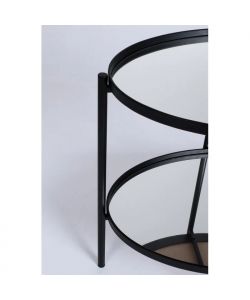 Bizzotto Tavolino Ovale Jens Nero con Piani a Specchio 64x44xH55,5 cm
