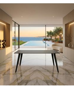 Bizzotto Tavolo Arjeta Effetto Marmo Nero Elegante 140x80x76 cm