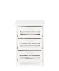 Bizzotto Cassettiera Leny 3 Cassetti Bianco 40x29x58 cm Shabby Chic