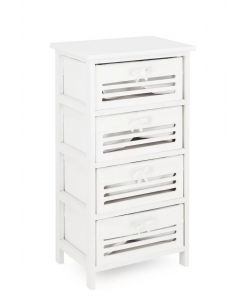 Bizzotto Cassettiera Leny 4 Cassetti Bianco 40x29x73 cm Shabby Chic