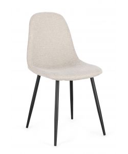 Bizzotto Sedia New Irelia Beige con Gambe Nere per Sala da Pranzo