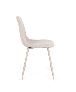 Bizzotto Sedia New Irelia Imbottita Beige e Gambe Tortora 44x53xH84 cm