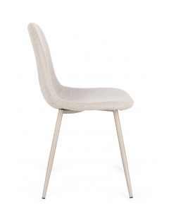 Bizzotto Sedia New Irelia Imbottita Beige e Gambe Tortora 44x53xH84 cm