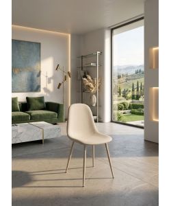 Bizzotto Sedia New Irelia Imbottita Beige e Gambe Tortora 44x53xH84 cm
