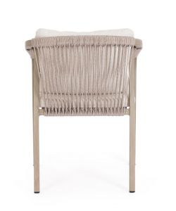 Kalimera Sedia in Alluminio con Intreccio in Corda e Cuscini Beige 55x62 cm