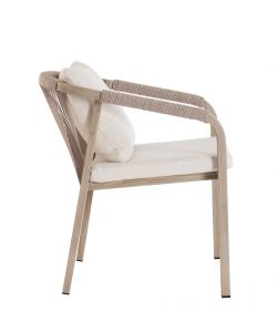Kalimera Sedia in Alluminio con Intreccio in Corda e Cuscini Beige 55x62 cm