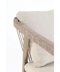 Kalimera Sedia in Alluminio con Intreccio in Corda e Cuscini Beige 55x62 cm