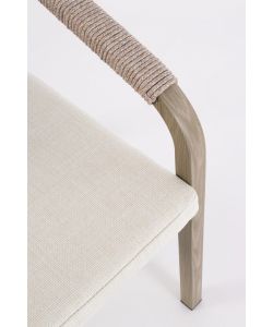Kalimera Sedia in Alluminio con Intreccio in Corda e Cuscini Beige 55x62 cm