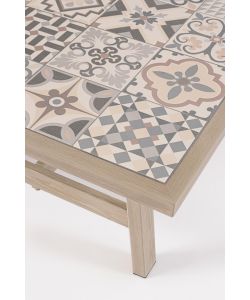 Bizzotto Set da Giardino Kalimera 4 Pezzi Poltrone e Tavolino Beige Effetto Legno