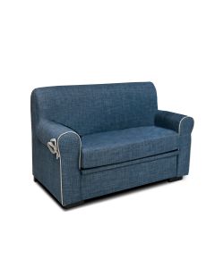 Divano 2 Posti Tosca Blu 85 x 125 x 70 cm - Eleganza Compatta in Tessuto con Struttura in Legno