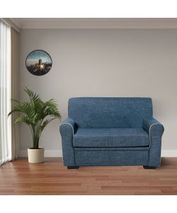 Divano 2 Posti Tosca Blu 85 x 125 x 70 cm - Eleganza Compatta in Tessuto con Struttura in Legno