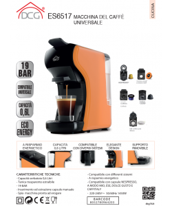 Macchina da Caff� Universale DCG ES6517 19 Bar Multicapsula