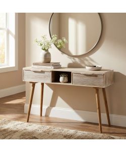 Cosma Consolle 2 Cassetti Legno Sbiancato 120x40x80 cm Rettangolare