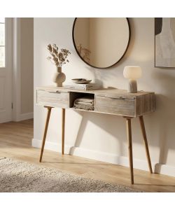 Cosma Consolle 2 Cassetti Legno Sbiancato 120x40x80 cm Rettangolare